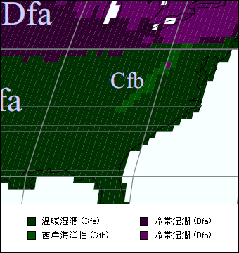 テネシー州 気候区分地図 テネシー州 気候区分地図