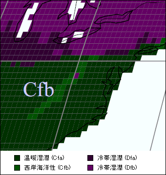 ウェストバージニア州 気候区分地図