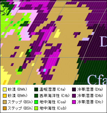 ワイオミング州 気候区分地図