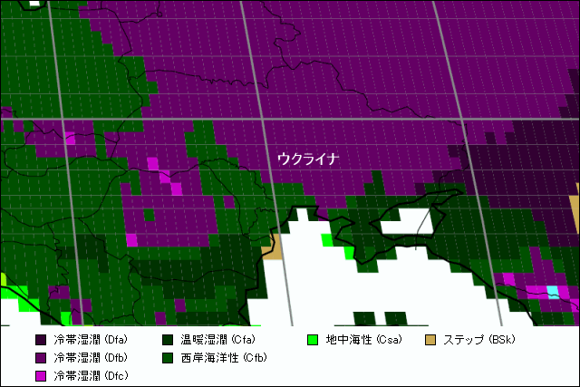 ウクライナ気候区分地図