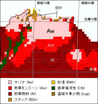 ベネズエラ気候区分地図
