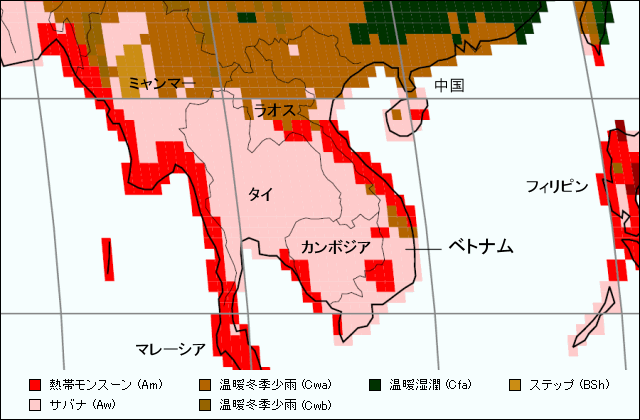 ベトナム気候区分地図