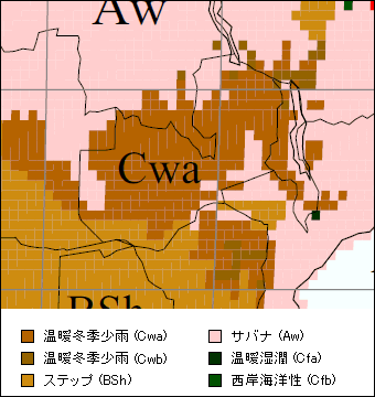 ザンビア気候区分地図 ザンビア気候区分地図