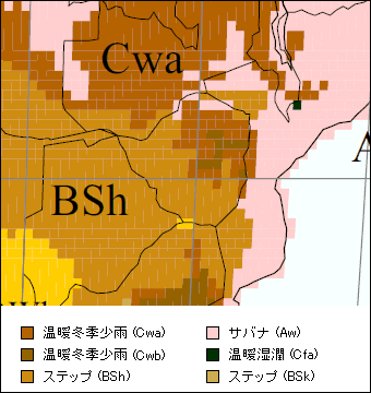 ジンバブエ気候区分地図