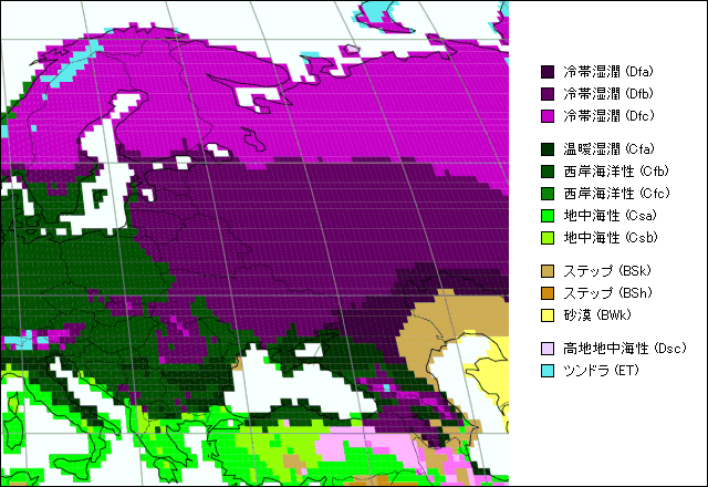 東ヨーロッパ気候区分地図