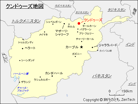 クンドゥーズ地図