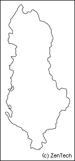 アルバニア白地図 小サイズ