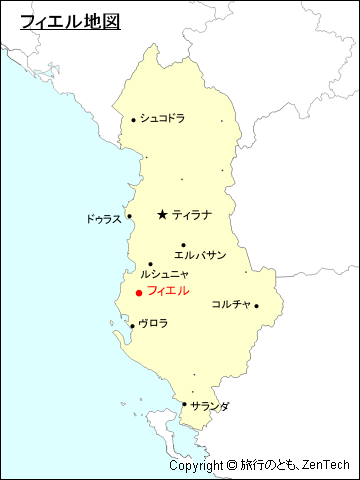 アルバニアにおけるフィエル地図