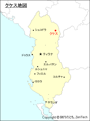 アルバニアにおけるクケス地図