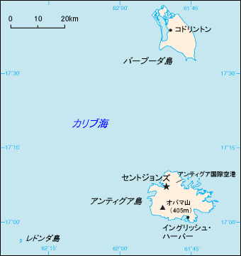 アンティグア・バーブーダ地図