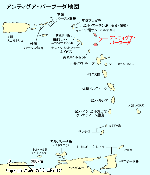 小アンティル諸島アンティグア・バーブーダ地図