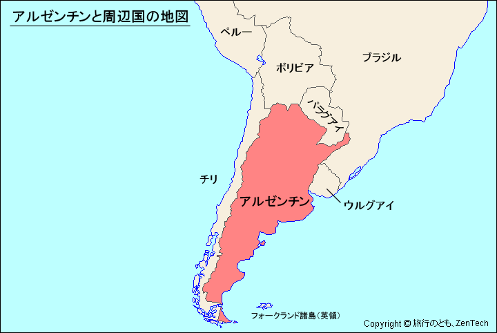 アルゼンチンと周辺国の地図