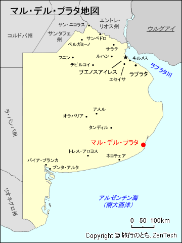 ブエノスアイレス州におけるマル・デル・プラタ地図