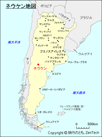 アルゼンチンにおけるネウケン地図