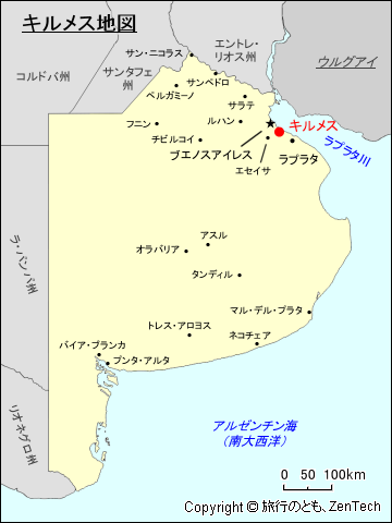 ブエノスアイレス州におけるキルメス地図