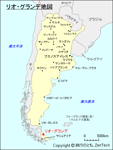 アルゼンチンにおけるリオ・グランデ地図