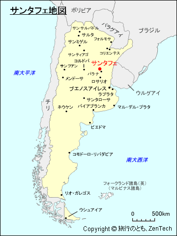 アルゼンチンにおけるサンタフェ地図