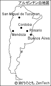 主要都市入りアルゼンチン白地図