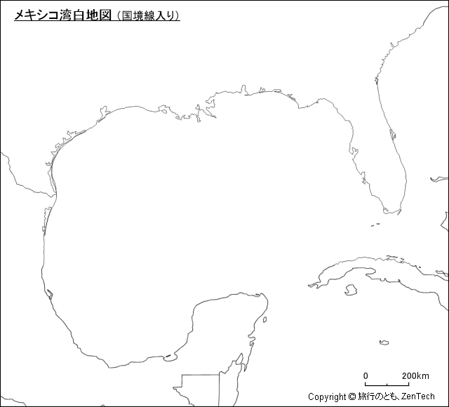 国境線入りメキシコ湾白地図