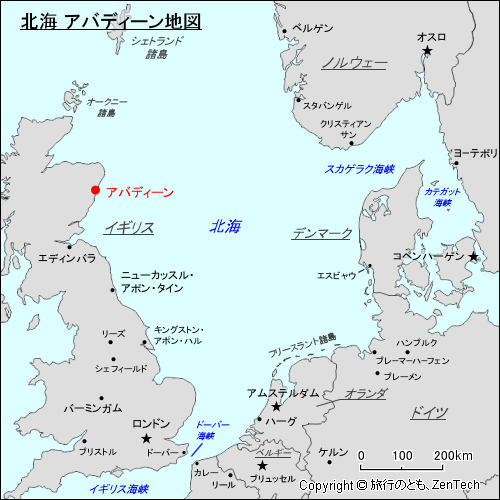 北海 アバディーン地図