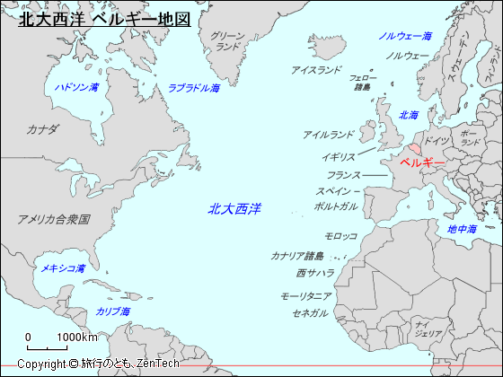 北大西洋 ベルギー地図