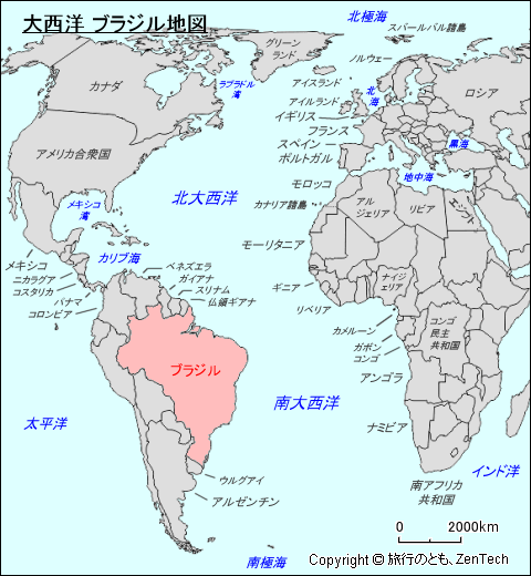 大西洋 ブラジル地図