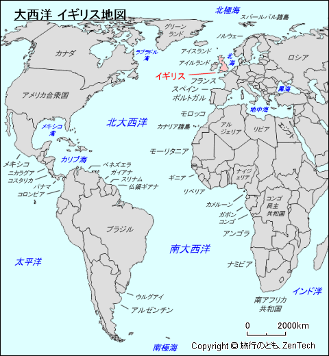 大西洋 イギリス地図