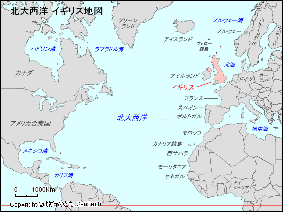 北大西洋 イギリス地図