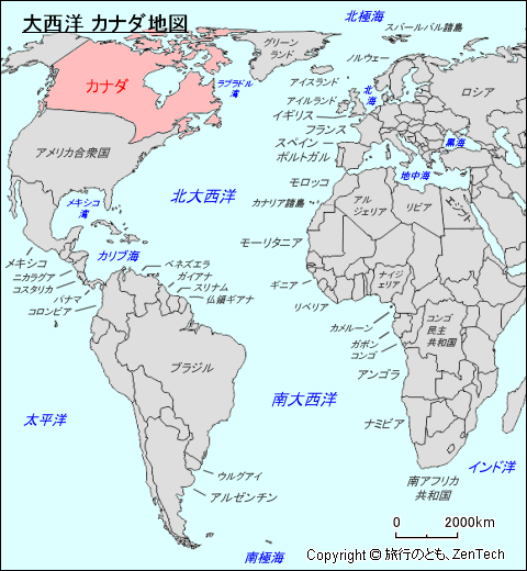 大西洋 カナダ地図