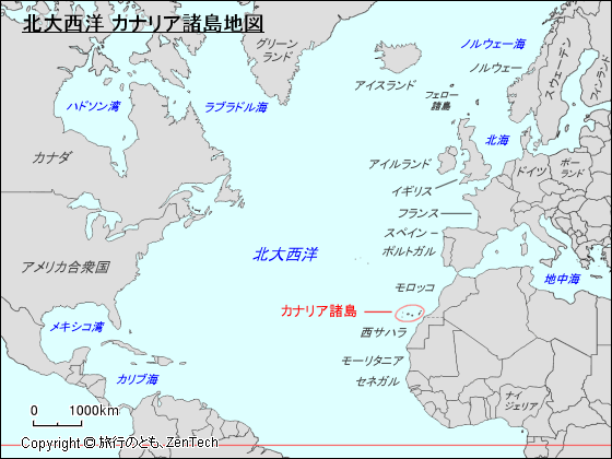 北大西洋 カナリア諸島地図