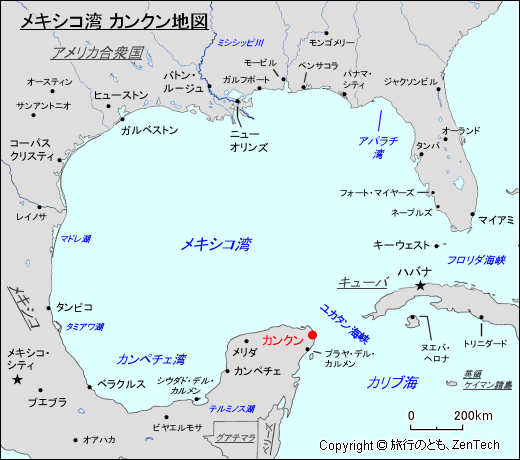 メキシコ湾 カンクン地図