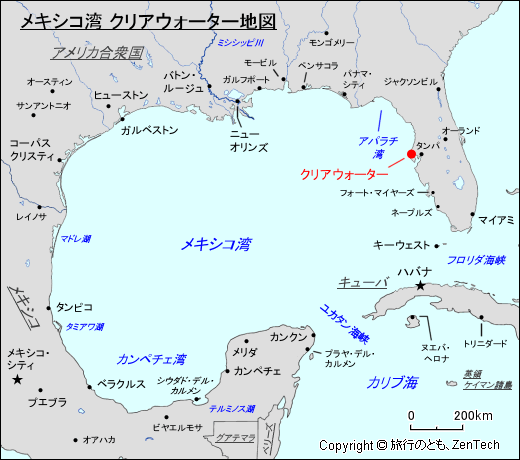 メキシコ湾 クリアウォーター地図