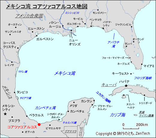メキシコ湾 コアツァコアルコス地図