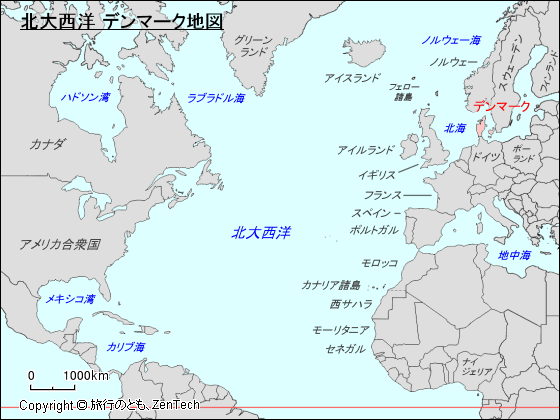 北大西洋 デンマーク地図