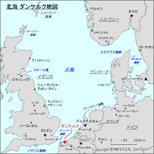 北海 ダンケルク地図