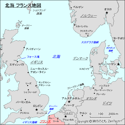 北海 フランス地図