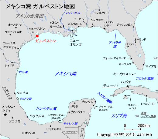 メキシコ湾 ガルベストン地図