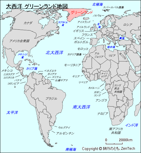 大西洋 グリーンランド地図