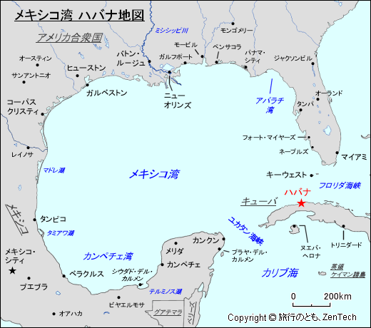 メキシコ湾 ハバナ地図