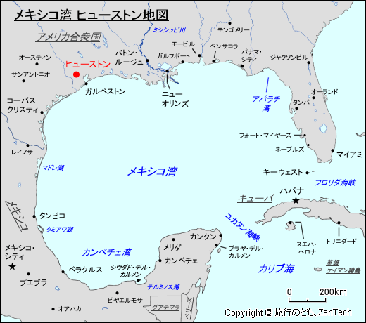 メキシコ湾 ヒューストン地図