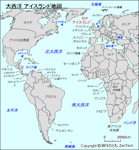 大西洋 アイスランド地図