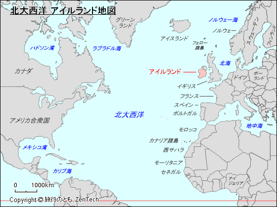 北大西洋 アイルランド地図