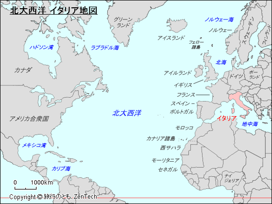 北大西洋 イタリア地図