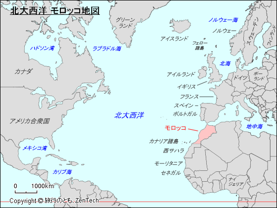 北大西洋 モロッコ地図