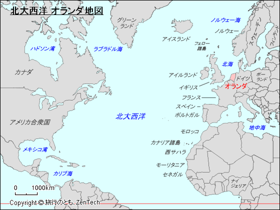 北大西洋 オランダ地図