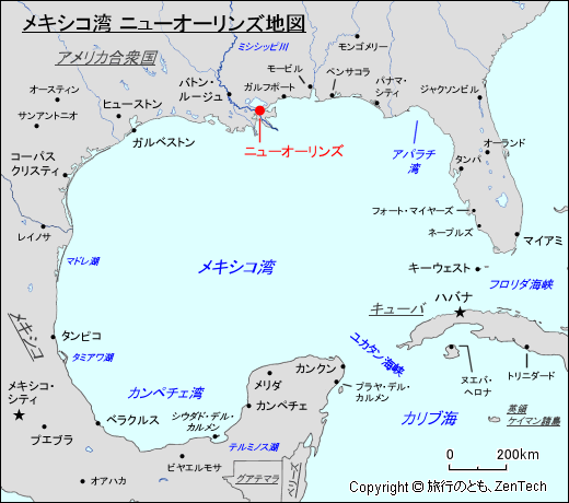 メキシコ湾 ニューオーリンズ地図