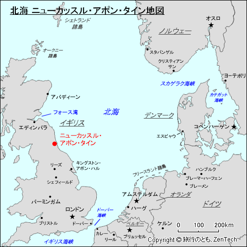 北海 ニューカッスル・アポン・タイン地図