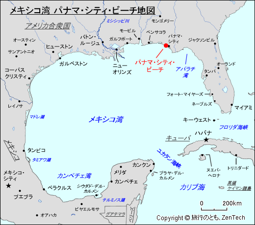 メキシコ湾 パナマ・シティ・ビーチ地図