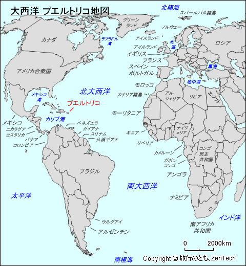 大西洋 プエルトリコ地図