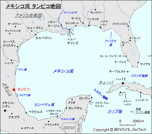 メキシコ湾 タンピコ地図